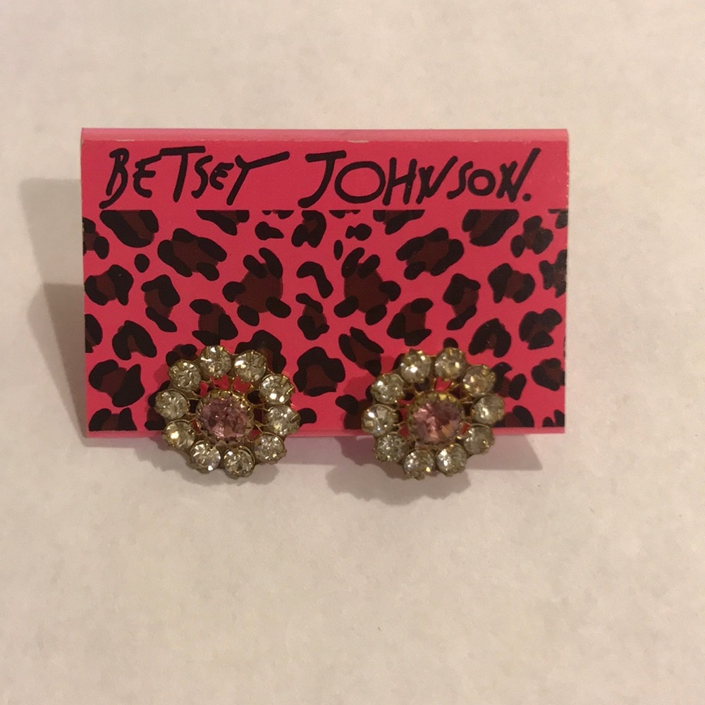 Betsey Johnson silver and pink earrings